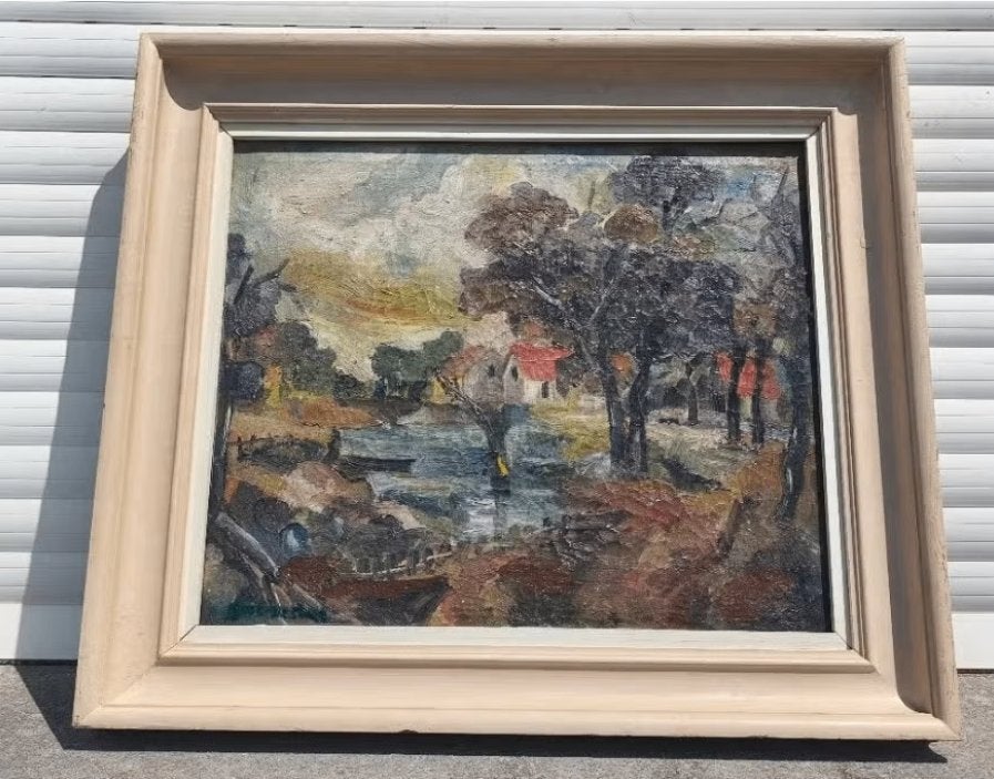 Huile sur toile paysage signe gustave de smet, Antiquités & Art, Art | Peinture | Classique, Enlèvement ou Envoi, Paysage, Toile