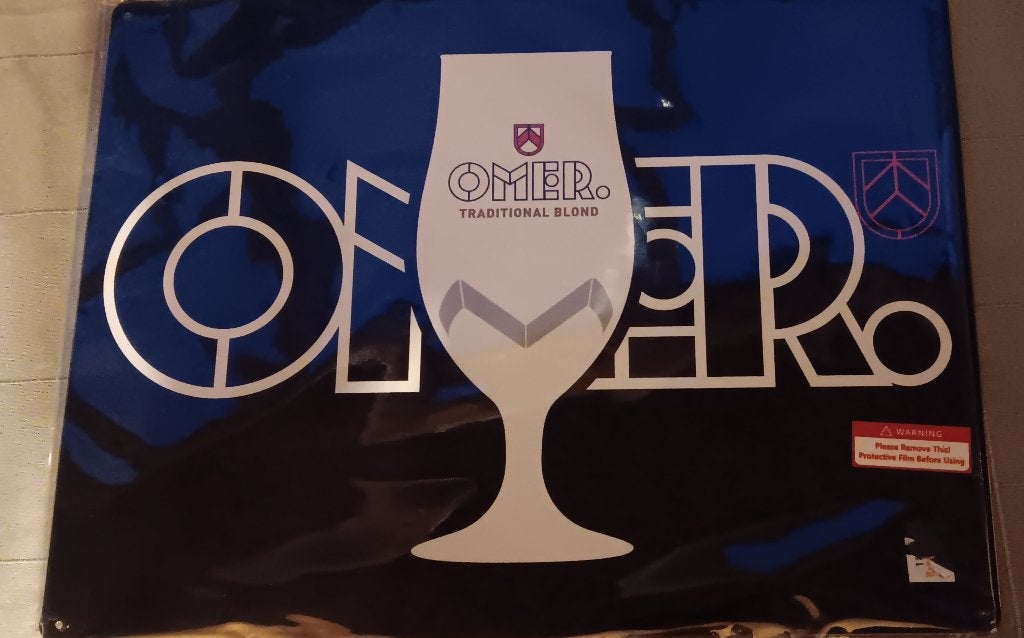 Muur reclame Omer bier €12, Ophalen of Verzenden, Zo goed als nieuw, Reclamebord, Plaat of Schild, Overige merken