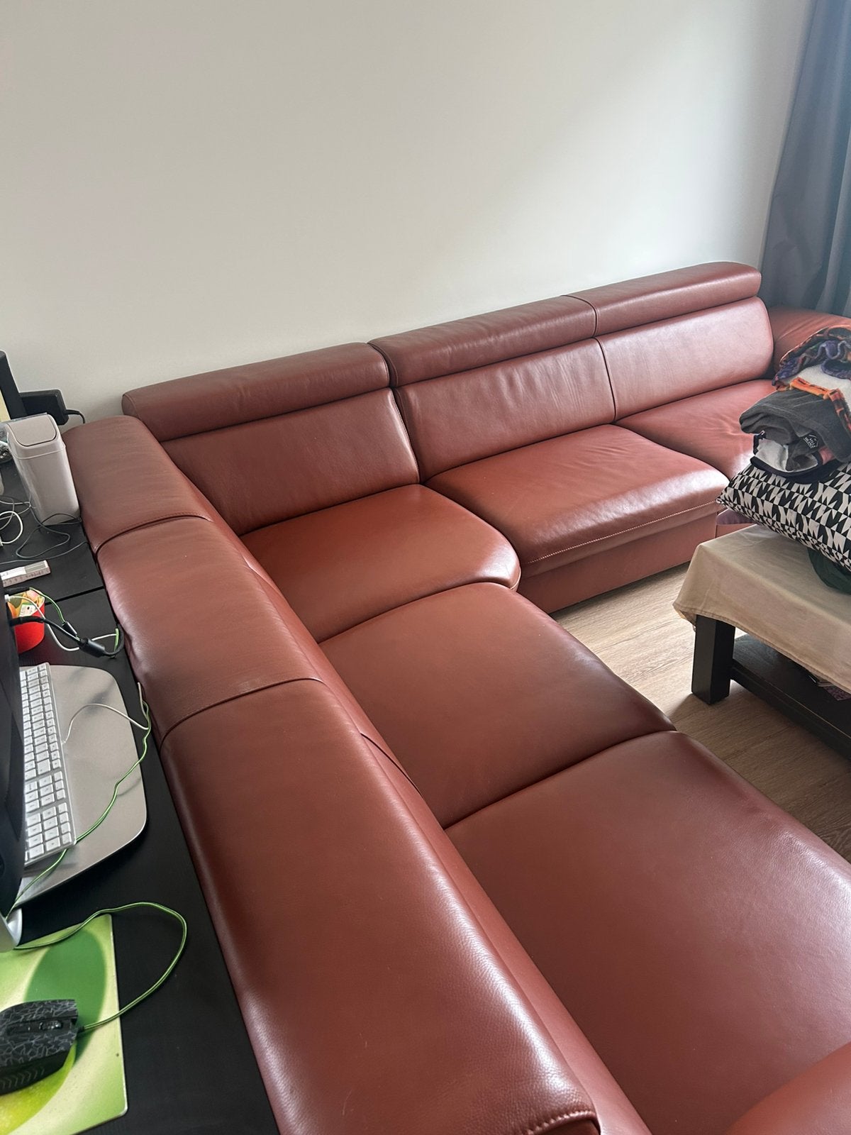 Lederen hoeksalon  cignackleur, Ophalen, Gebruikt, Leer