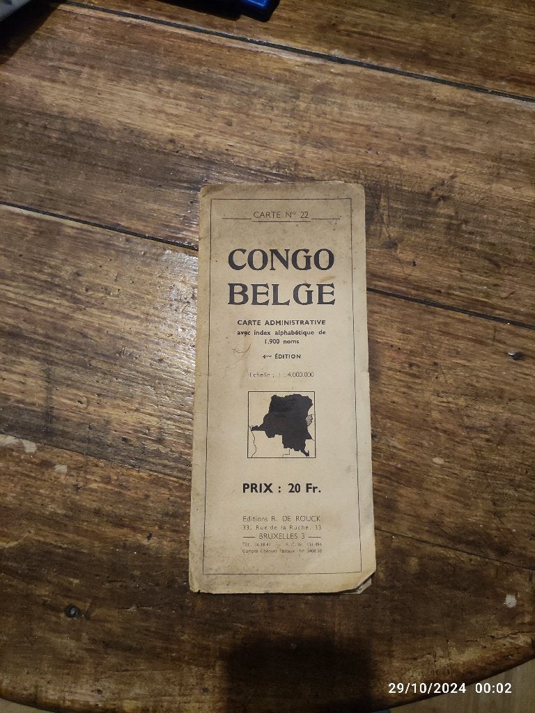 Ancienne carte Congo belge, Enlèvement ou Envoi
