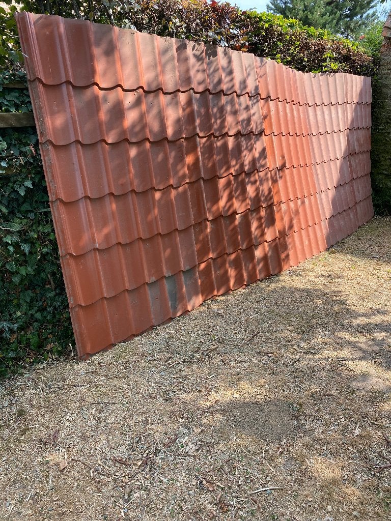 Lot de 5 tôles imitation tuiles pour 75 €, Rouge, 10 à 15 m², Enlèvement, Utilisé
