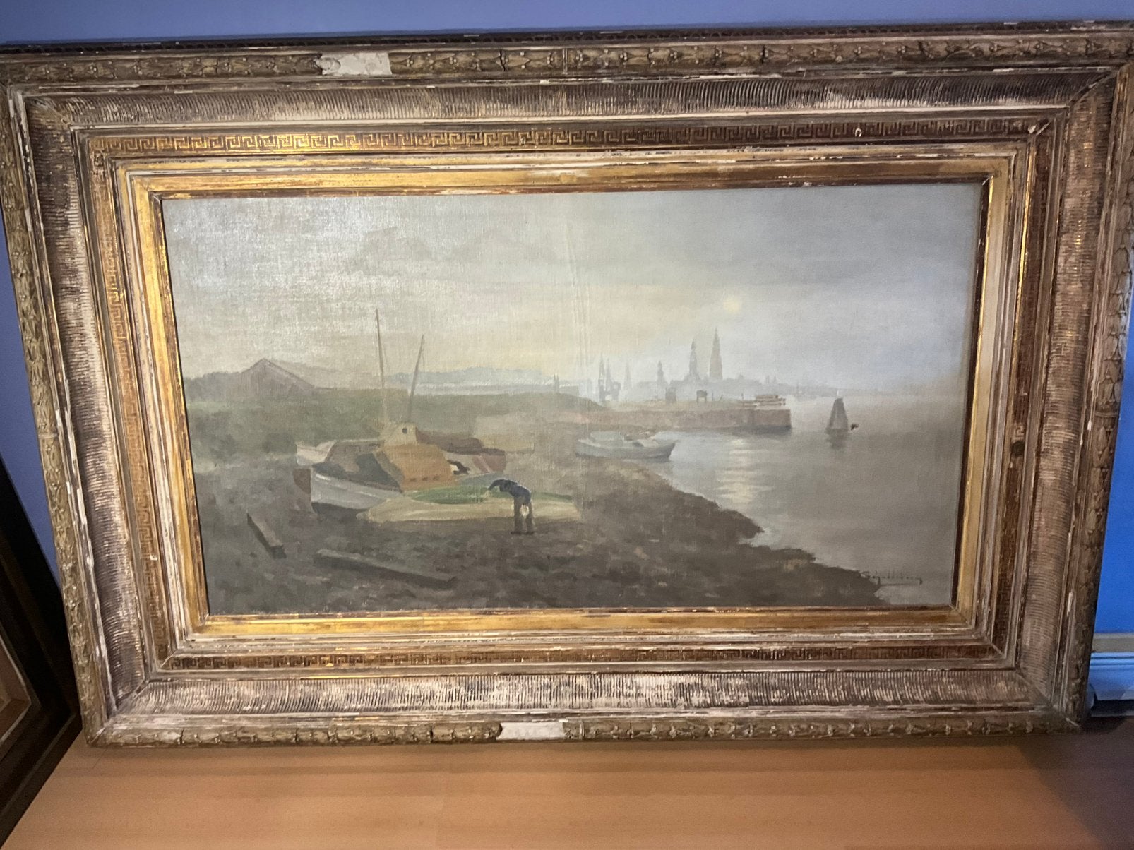 Schilderij van J Schuddeboom. Scheldezicht., Antiek en Kunst, Ophalen