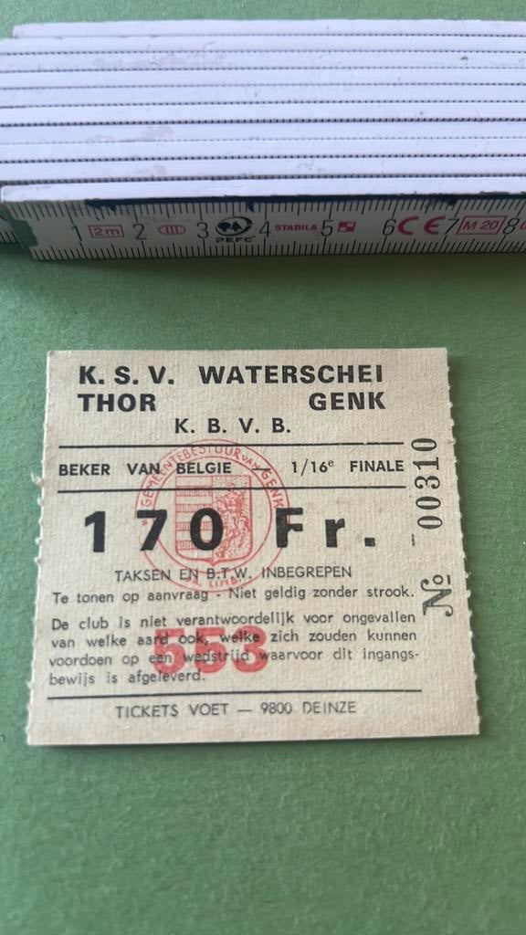 Ticket Waterschei Genk KV Mechelen 76/77 Beker van België, Verzenden, Gebruikt