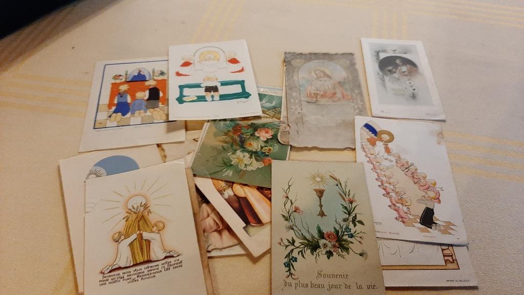 eerste communieprentjes 16 stuks van voor 1950, Verzamelen, Ophalen of Verzenden, Voor 1970