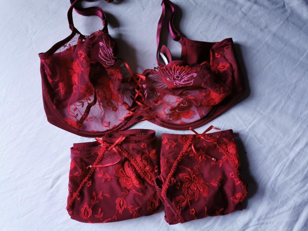 Empreinte setje rood slip (nieuw!) en bh (gedragen)., Empreinte, Ophalen of Verzenden, Rood, BH