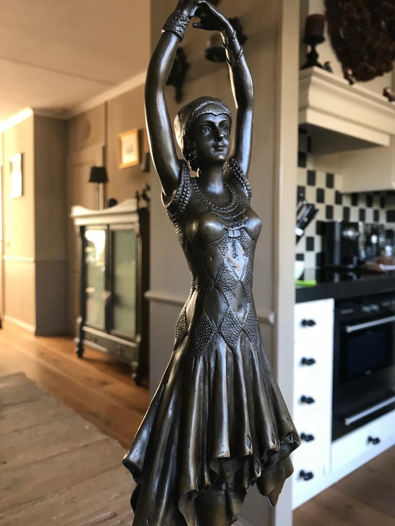 Bronzen elegante dame, 45 cm! Chiparus/stempel zuiver brons, Enlèvement ou Envoi