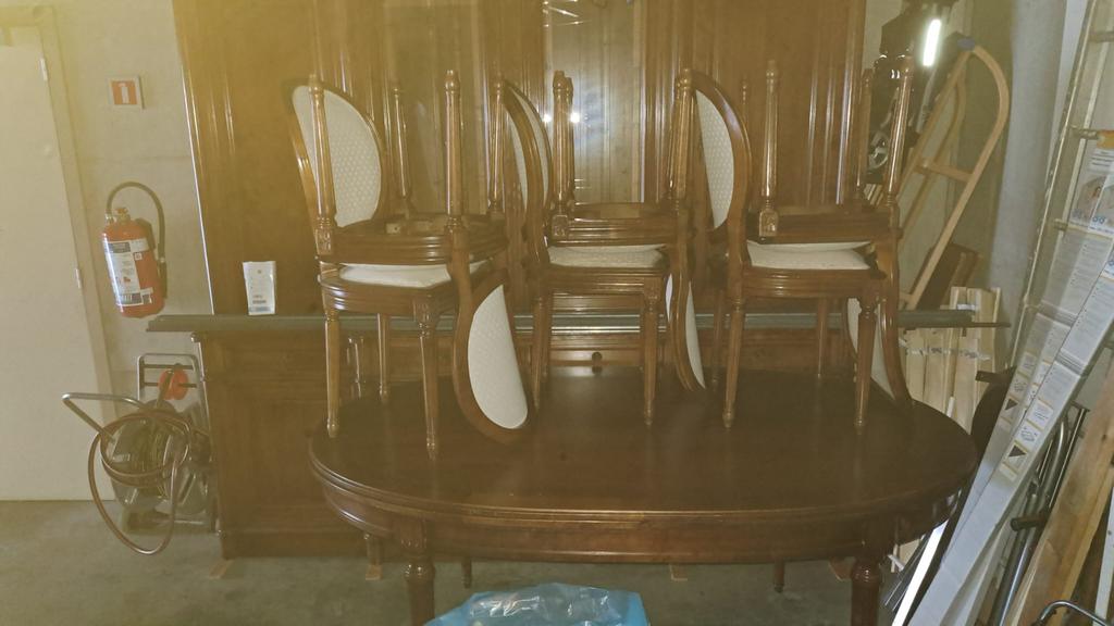 Kersenhouten set 6 stoelen met tafel, Ophalen
