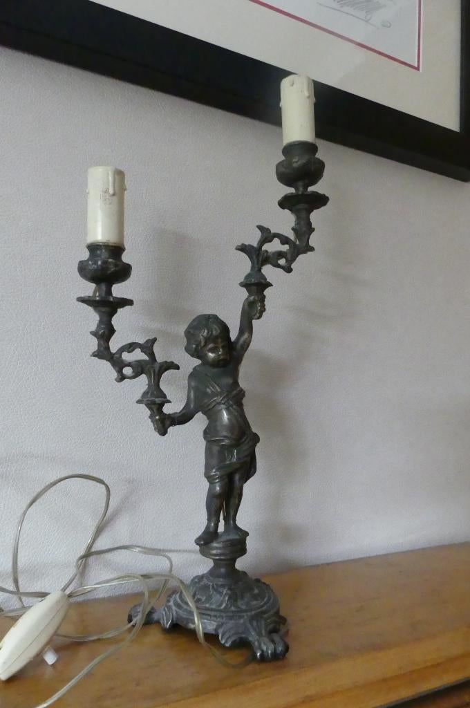 Antieke lamp kandelaar, Antiek en Kunst, Ophalen of Verzenden, Overige materialen