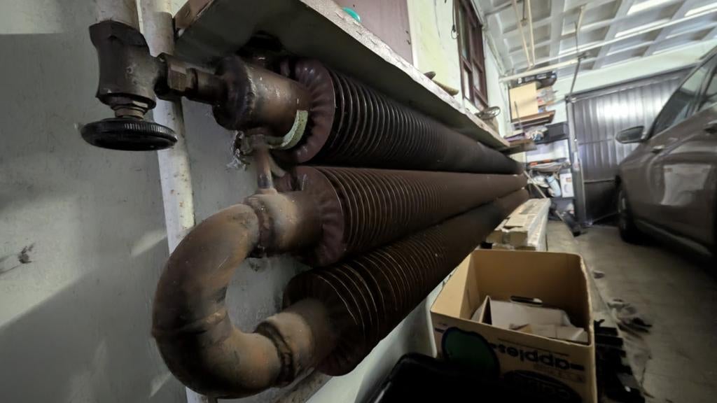 Unieke Industriële Vinbuisradiator – 371 cm, Doe-het-zelf en Bouw, Verwarming en Radiatoren, Ophalen, 30 tot 80 cm, Gebruikt, Radiator