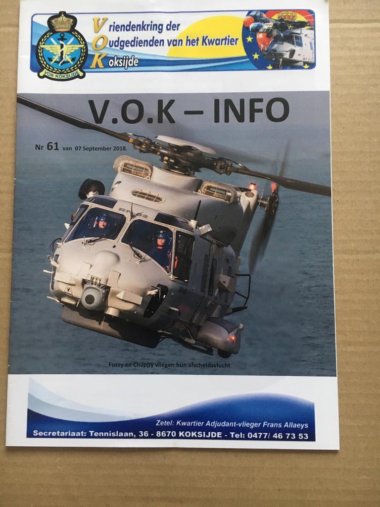 V.O.K.  -  INFO  -  Basis Koksijde  -  2018  -  Nr. 61., Ophalen of Verzenden, Zo goed als nieuw, Boek of Tijdschrift