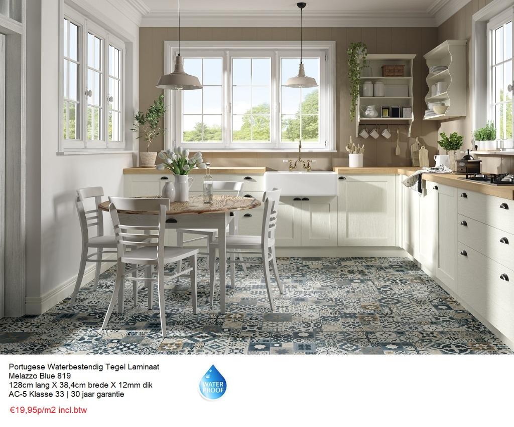 Portugeese Waterbestendig Laminaat Melazzo Bleu 12mm dik, 75 m² of meer, Nieuw, Ophalen of Verzenden, Blauw