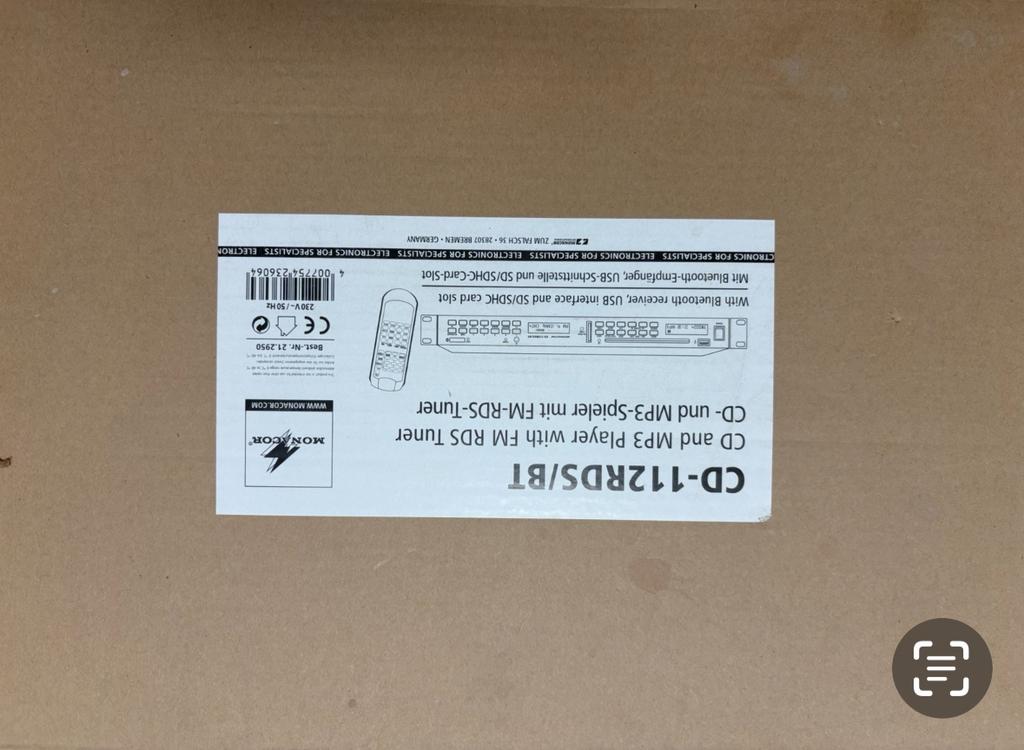 Monacor CD-112RDS/BT, Ophalen, Nieuw
