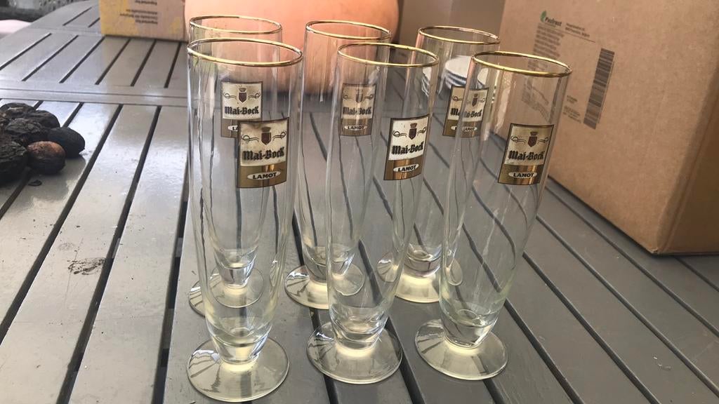 6 glazen mai-bock Lamot voor 2,5e, Verzamelen, Ophalen of Verzenden, Zo goed als nieuw