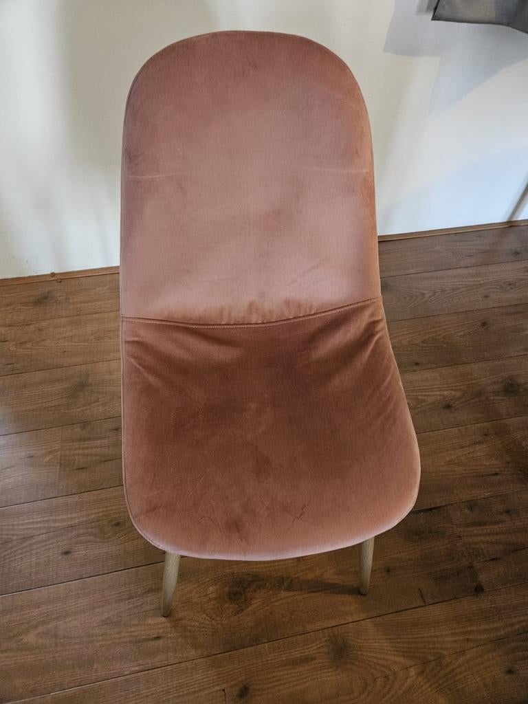 4 velvet roze eetkamerstoelen, Ophalen