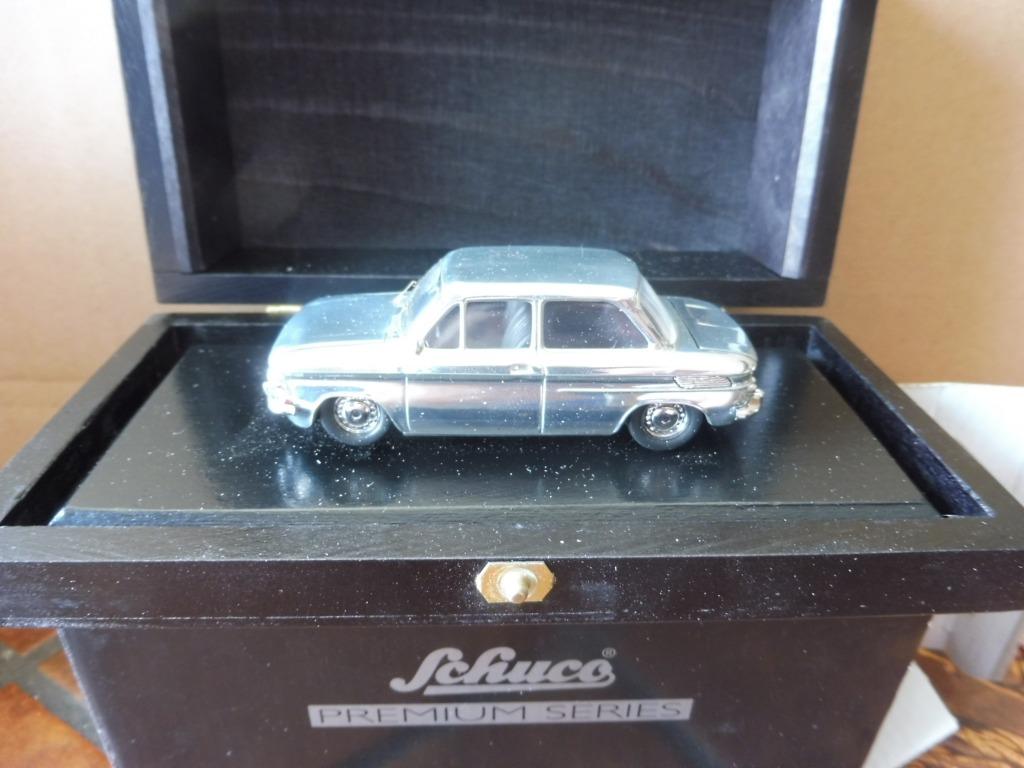 1:43 Schuco 02285 NSU 1000 TTS 1968 in chrome Premium Serie, Hobby & Loisirs créatifs, Enlèvement ou Envoi, Comme neuf, Voiture