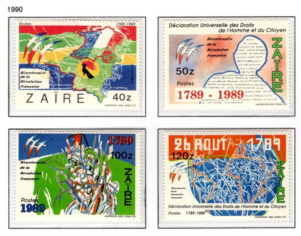ZAÏRE 1331/1334 MNH 1990 - Bicentenaire Révolution française, Enlèvement ou Envoi, Non oblitéré, Neuf