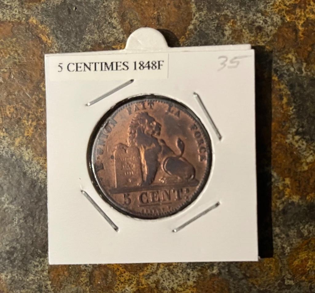 LEOPOLD 1er - 5 CENTIMES 1848, Enlèvement ou Envoi
