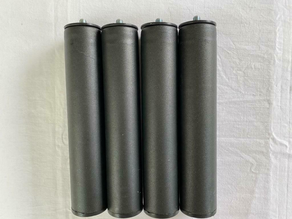 Metalen donkergrijs coated ronde poten - 4 stuks, Doe-het-zelf en Bouw, Ophalen of Verzenden, Zo goed als nieuw, Aluminium