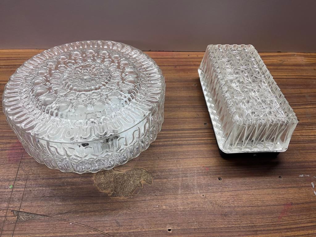 Plafonnier  retro, Maison & Meubles, Lampes | Plafonniers, Comme neuf, Verre, Métal, Enlèvement