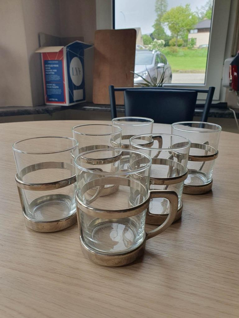 Glazen theetassen, Huis en Inrichting, Keuken | Servies, Ophalen, Glas of Glazen, Gebruikt, Glas