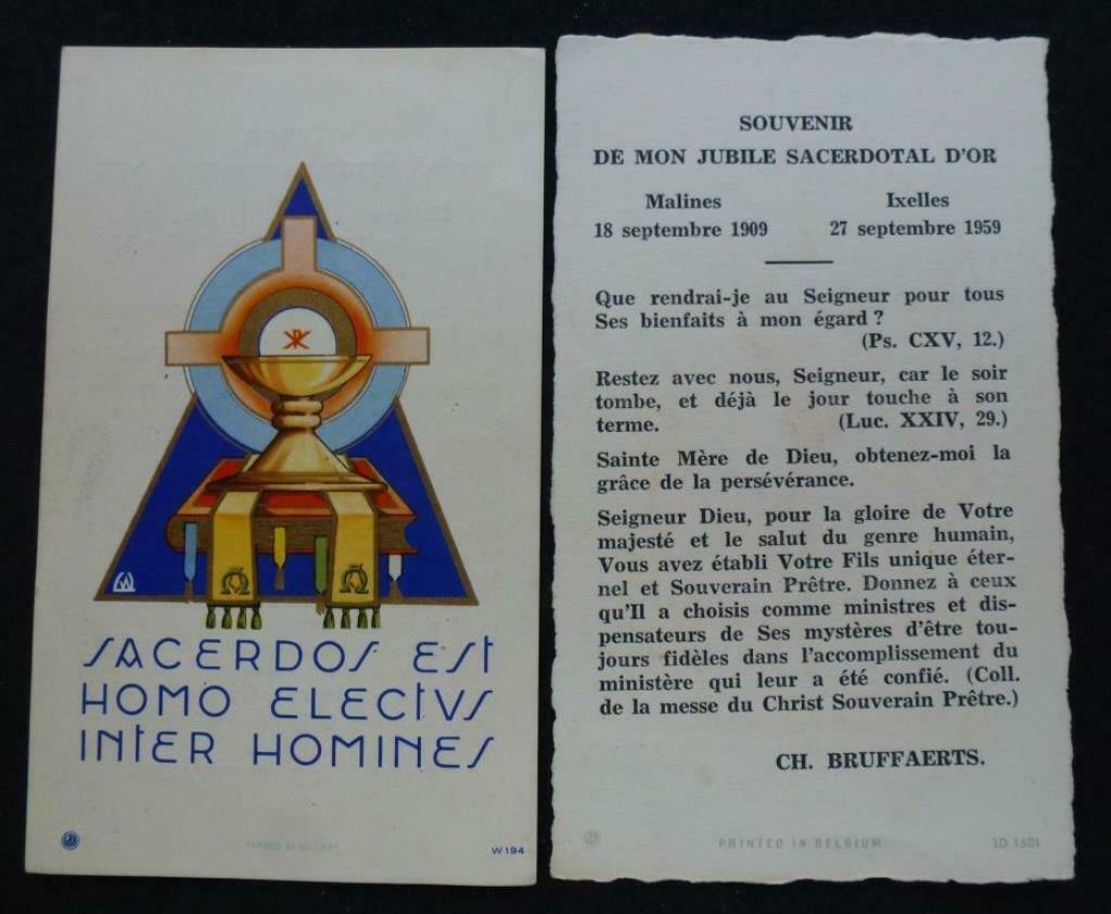 jubile sacerdotal d'or Charles Bruffaerts 1959, Verzamelen, Bidprentjes en Rouwkaarten, Verzenden, Bidprentje
