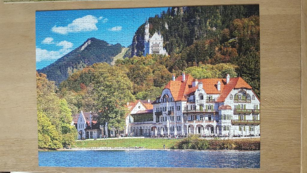 Puzzel Beierse Alpen met Neuschwanstein KING 1000 stukjes, Enlèvement ou Envoi, 500 à 1500 pièces, Comme neuf, Puzzle