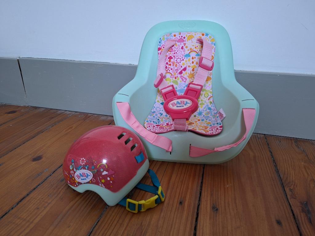 Fietsstoeltje en fietshelm Babyborn, Ophalen, Zo goed als nieuw, Babypop