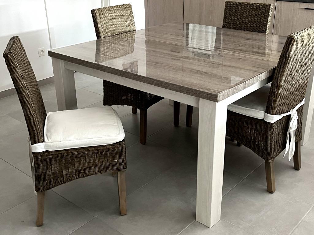 4 rieten  eetkamerstoelen, Huis en Inrichting, Ophalen, Gebruikt, Bruin, Riet of Rotan