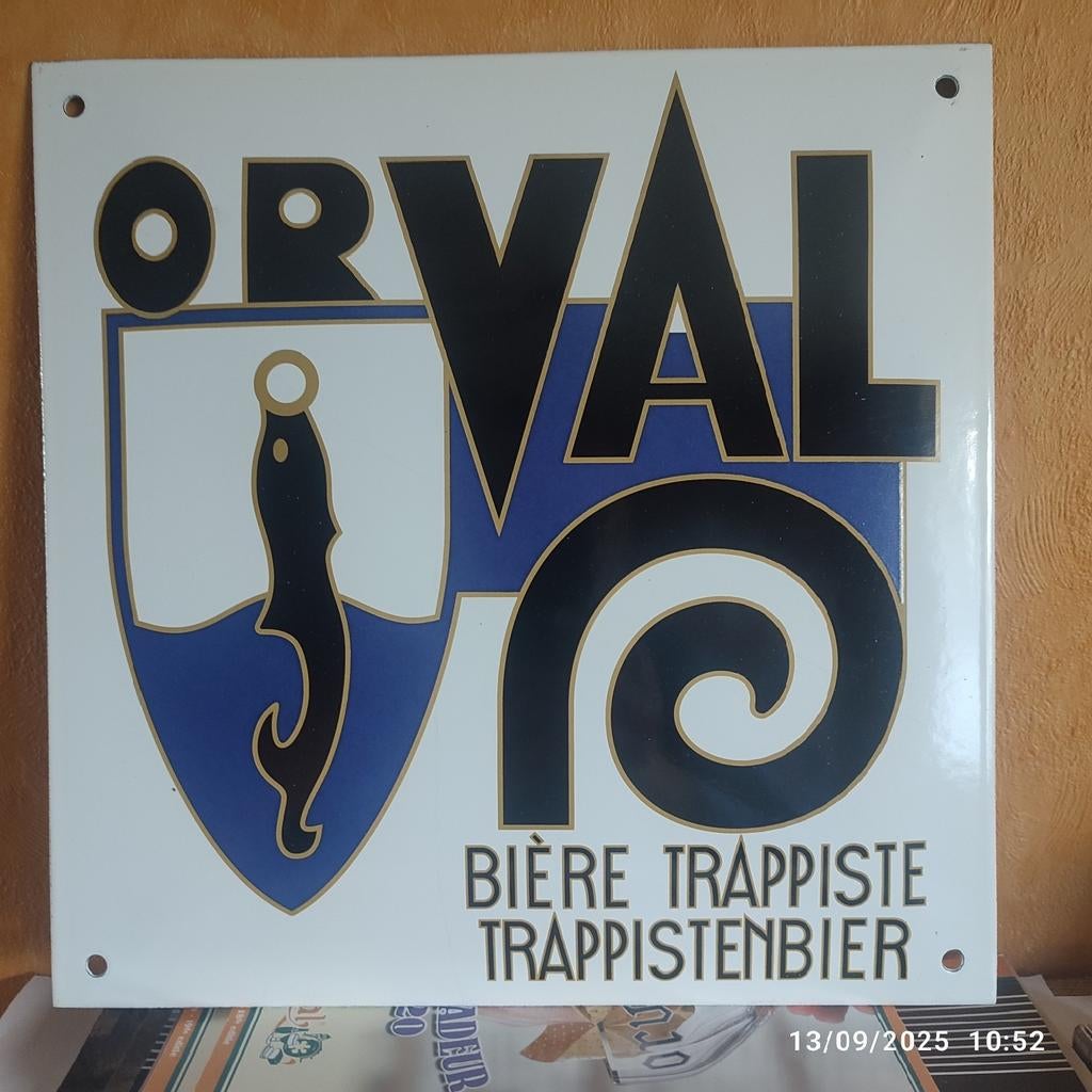 Plaque émaillée ORVAL ., Enlèvement ou Envoi, Comme neuf, Panneau, Plaque ou Plaquette publicitaire, Autres marques