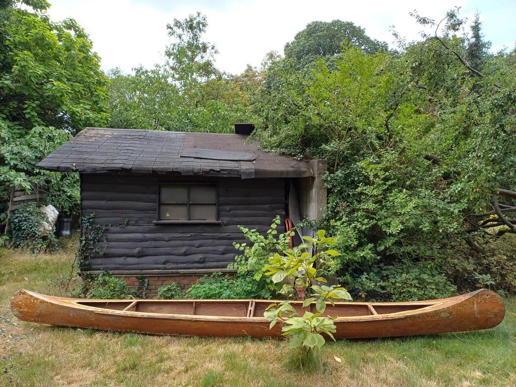 Grand vieux canot décoratif ancien - kayak en bois, Enlèvement