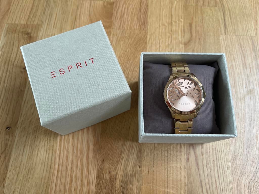 Montre dorée Esprit, Comme neuf, Montre-bracelet, Esprit, Avec strass