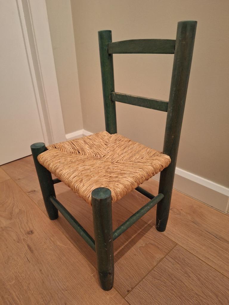 Houten kinderstoel met rieten zitting, Kinderen en Baby's, Kinderstoelen, Ophalen, Gebruikt