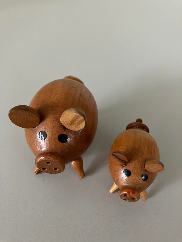 2 HOUTEN mini-varkentjes,, Ophalen of Verzenden