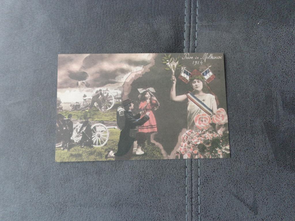 1 ancienne carte postale "prise de Mulhouse 1914", Enlèvement