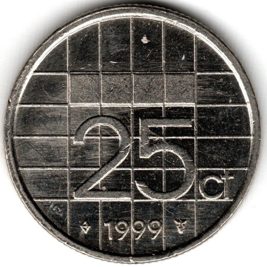 Nederland : 25 Cent 1999  KM#204  Ref 16356, Postzegels en Munten, Munten | Nederland, Ophalen of Verzenden, Koningin Beatrix
