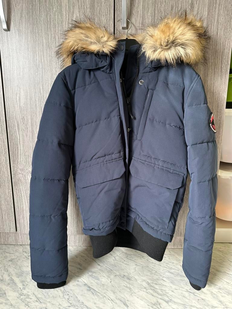 Blauwe jas superdry maat 38, Ophalen, Zo goed als nieuw, Maat 38/40 (M)