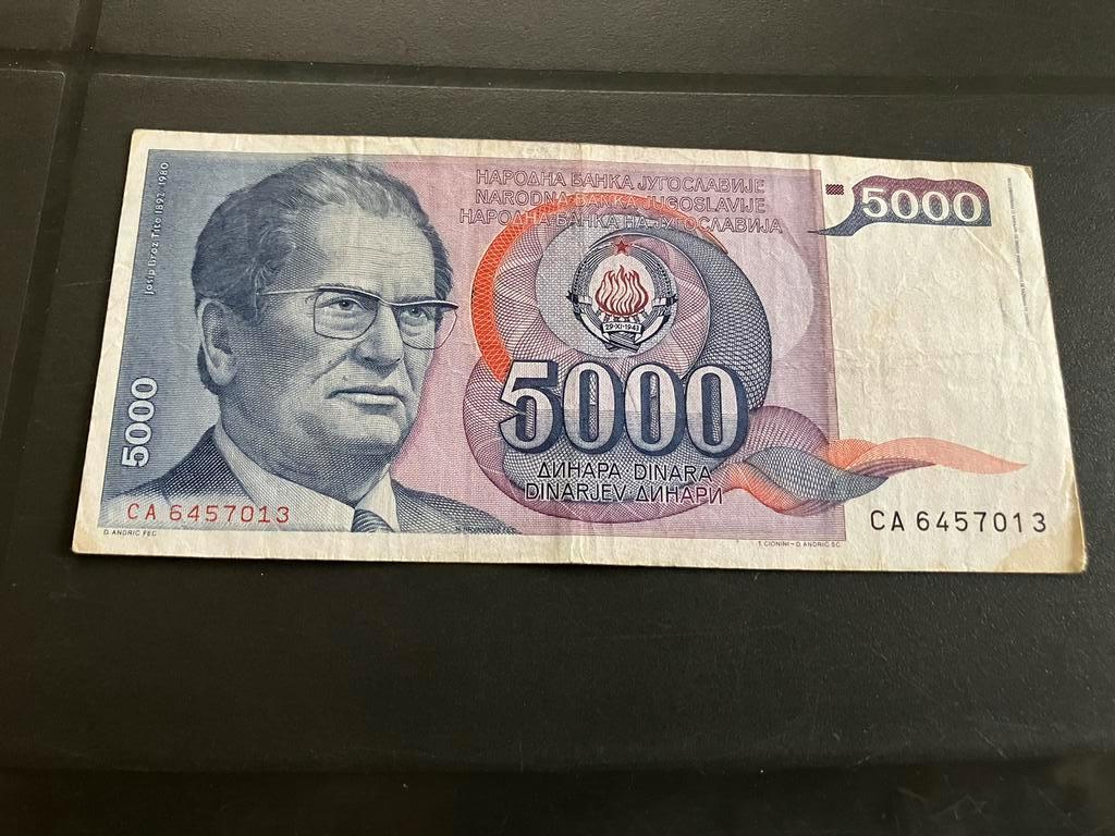 YOUGOSLAVIE 5000 DINAR  joegoslavië, Postzegels en Munten, Bankbiljetten | Europa | Niet-Eurobiljetten, Ophalen of Verzenden, Joegoslavië