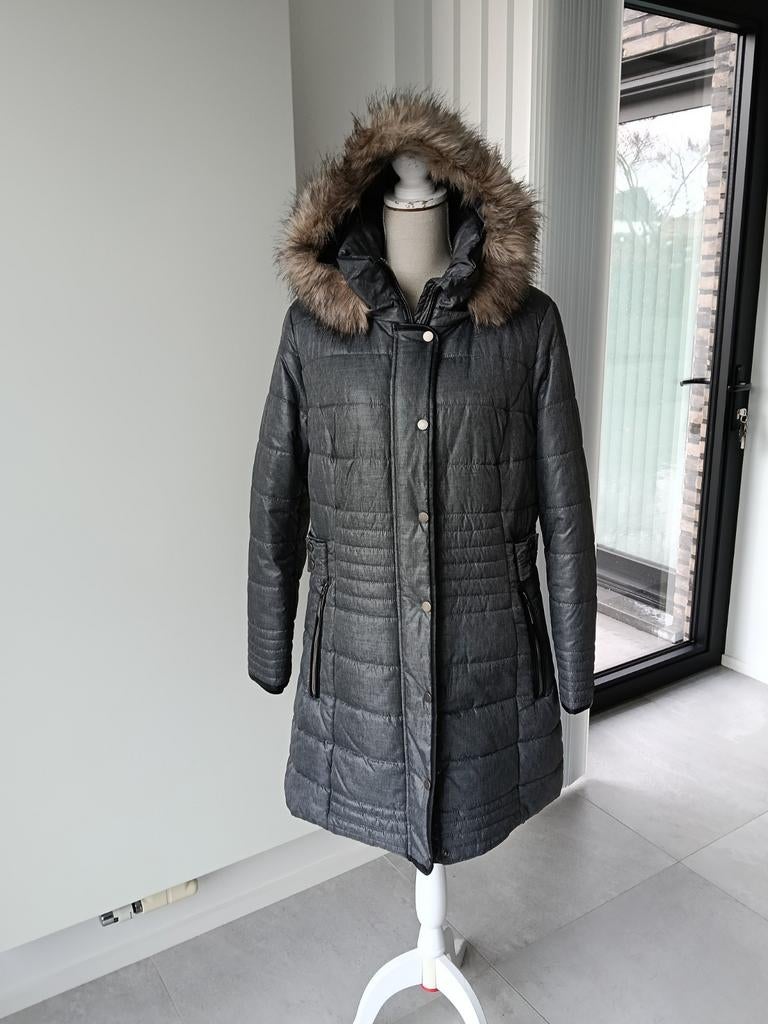Grijze gewatteerde jas van MS, mt 46, Maat 46/48 (XL) of groter, Ophalen of Verzenden, Zo goed als nieuw, MS Mode