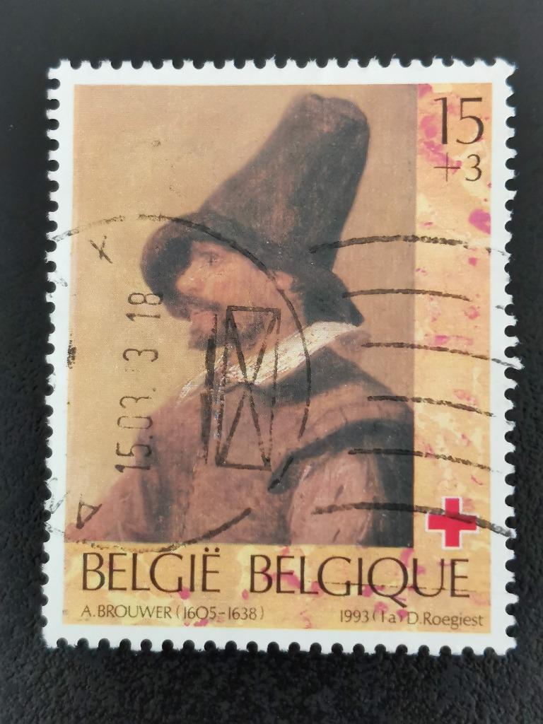 Belgie 1993 - Rode Kruis - Kunst - Adriaen Brouwer, Ophalen of Verzenden, Gestempeld, Kunst
