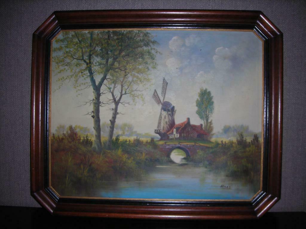 Prachtige houten kader met schilderij, Ophalen of Verzenden, Schilderij