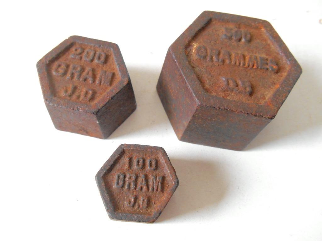 Set van 3 antieke Franse metalen gewichten, Antiek en Kunst, Ophalen of Verzenden