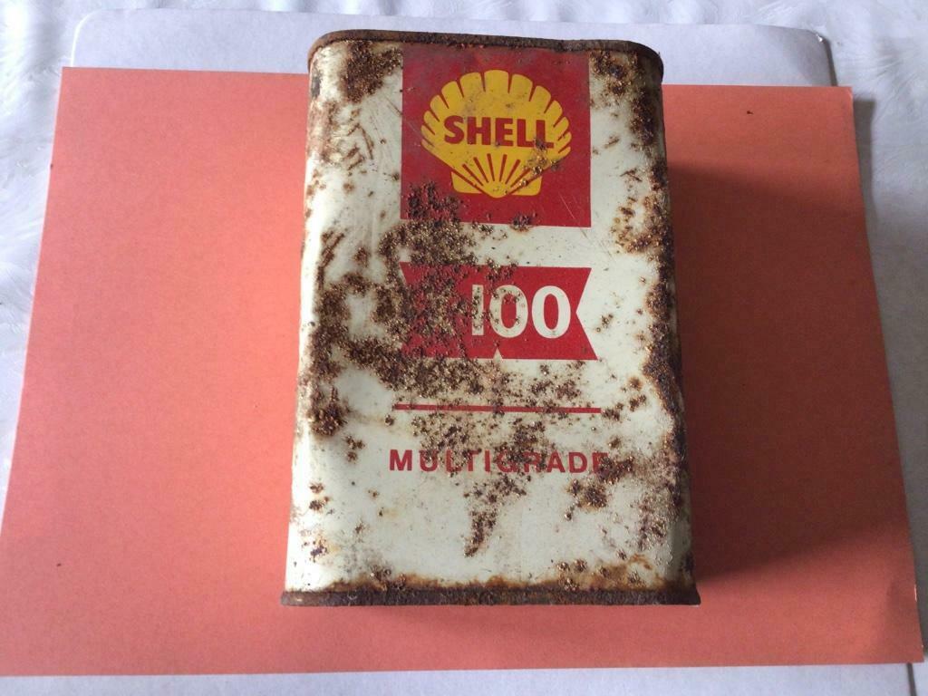 Leeg Shell x-100 multigrade motor oil blik, Verzamelen, Ophalen of Verzenden, Gebruikt