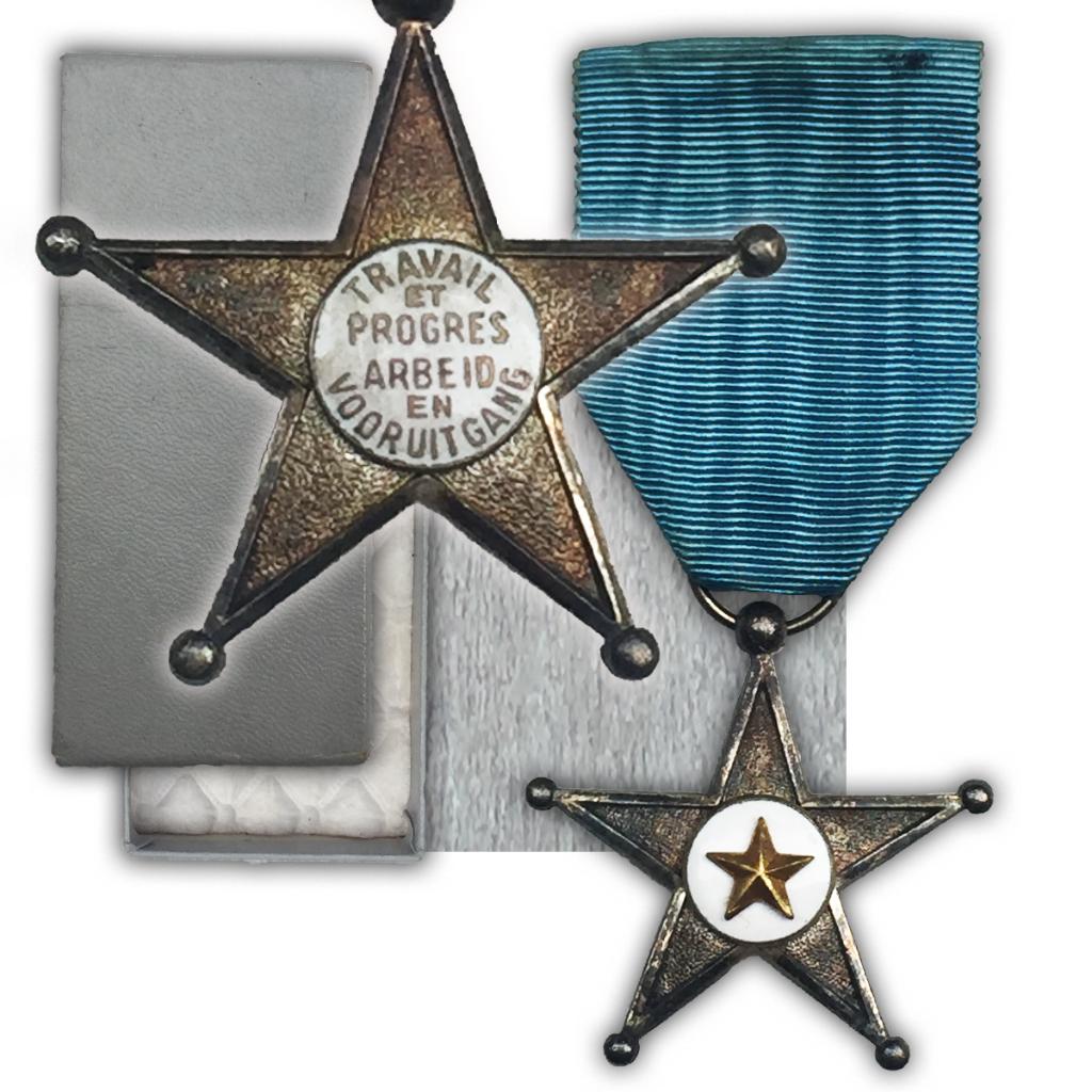 🚨ABL CONGO BELGE : RARE ETOILE DE SERVICE BILINGUE, Envoi, Armée de terre, Ruban, Médaille ou Ailes
