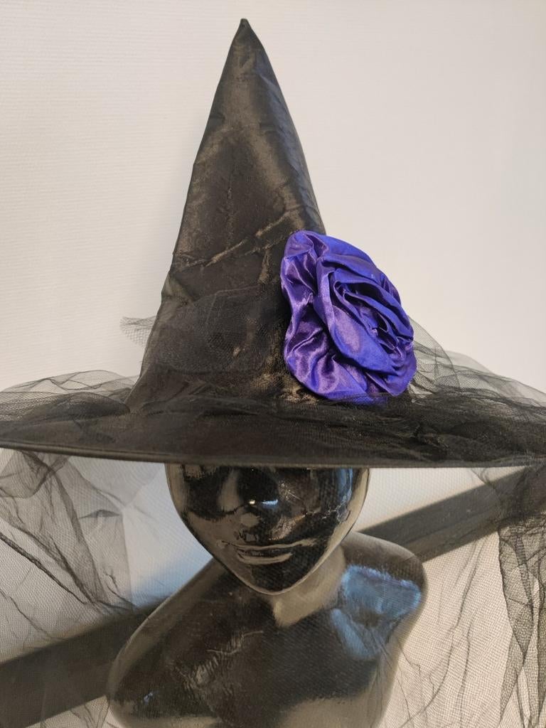 Halloween heksenhoed +gratis Halloweenspeld, Ophalen of Verzenden, Zo goed als nieuw