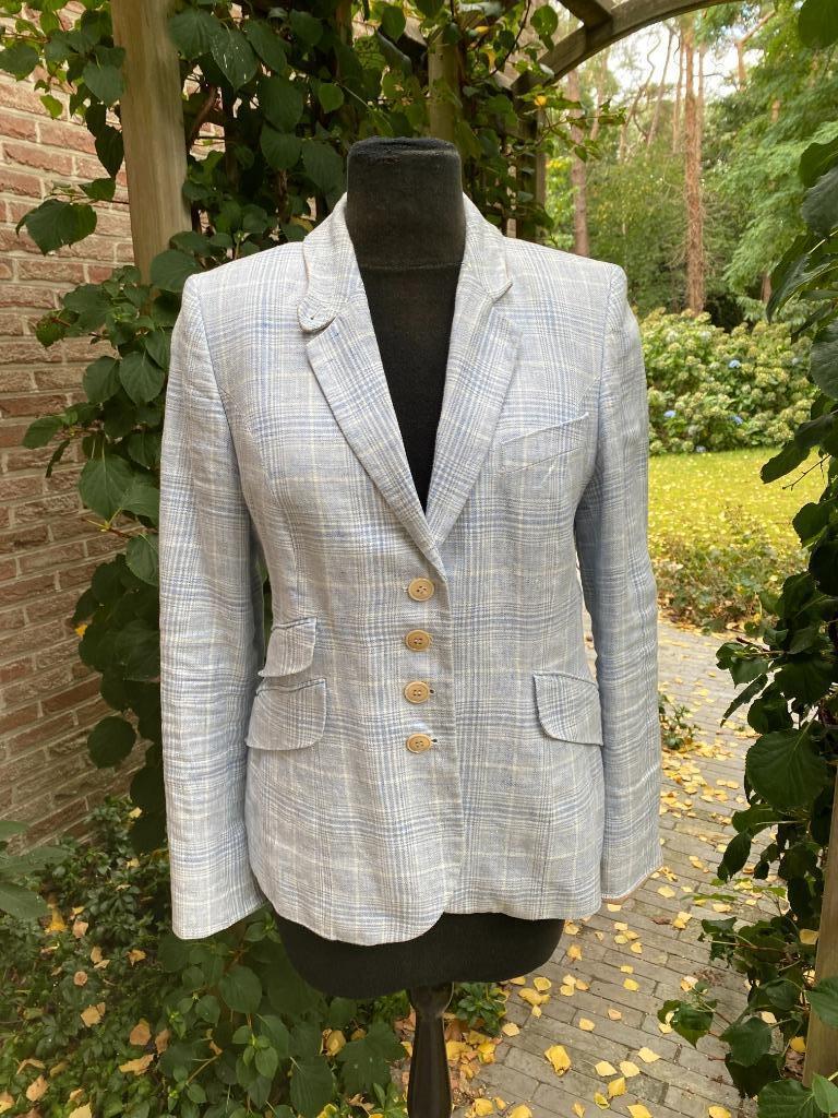 Scapa blazer lichtblauw/wit Prince de Galles motief - 38/40, Kleding | Dames, Maat 38/40 (M), Scapa, Blauw, Ophalen of Verzenden