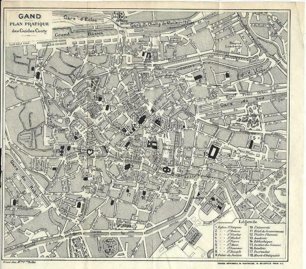1905 - Gent stadsplan, Antiquités & Art, Enlèvement ou Envoi