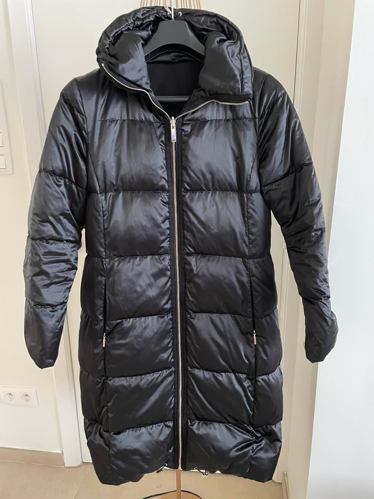 Lange winterjas mantel, Ophalen, Zo goed als nieuw, Maat 36 (S), Zwart