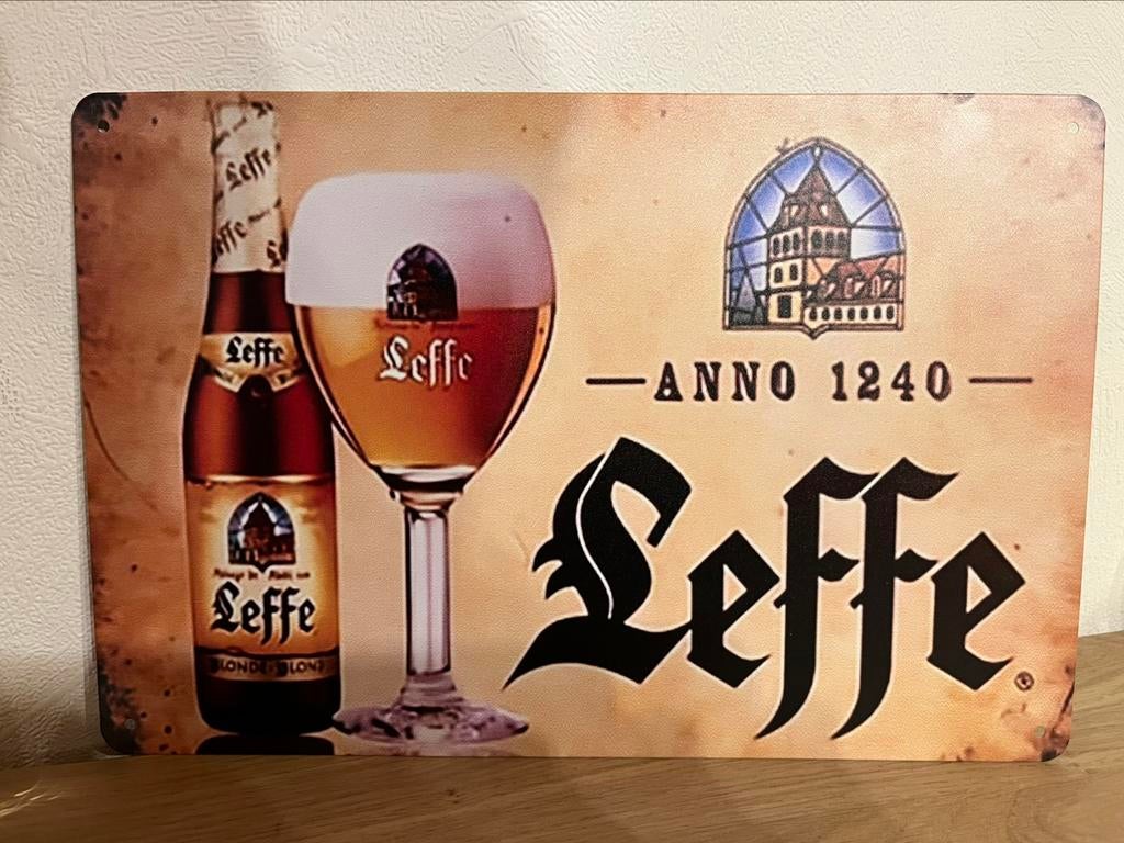 Plaque métallique Leffe bière, Collections, Marques de bière, Enlèvement ou Envoi, Comme neuf, Leffe