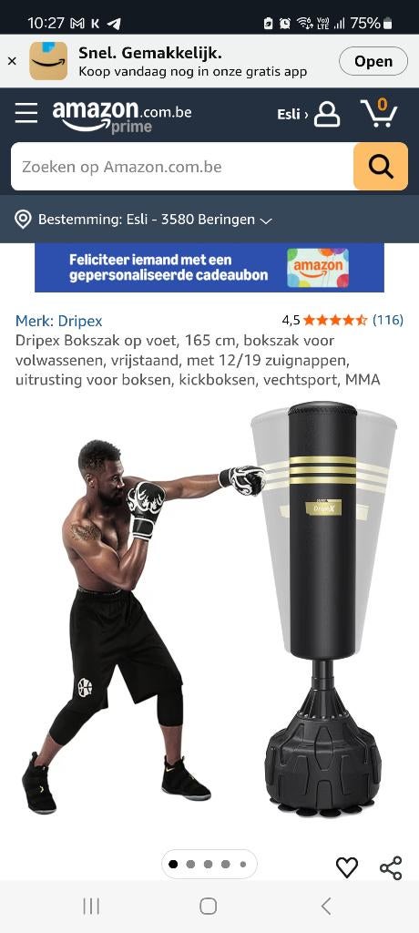 Bokszak met voet ongeopend in doos, Sport en Fitness, Ophalen, Nieuw, Bokszak