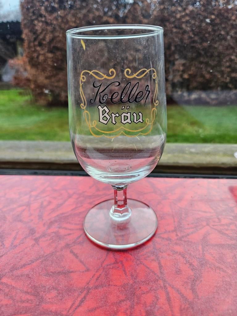 Oud bierglas Keller brau, lust kortrijk, Verzamelen, Ophalen of Verzenden